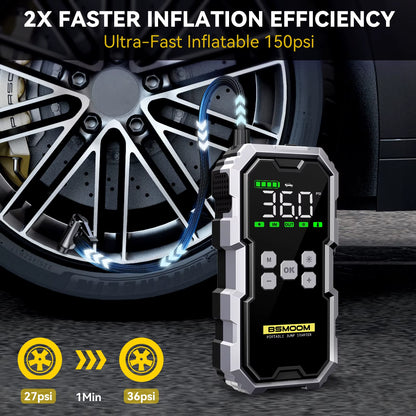 6000A/7000A Car Jump Starter Power Bank Portable 150PSI Air Pump Car Battery Emergency Boosters Starting Device Car Starter